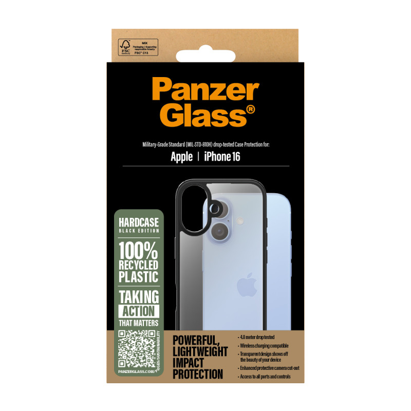 Гръб PanzerGlass HardCase за iPhone 16 - Черен