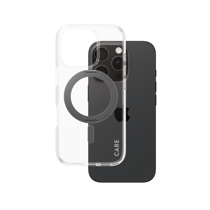 Гръб CARE by PanzerGlass за iPhone 16 Pro, Feature Case Black Kickstand and MagSafe