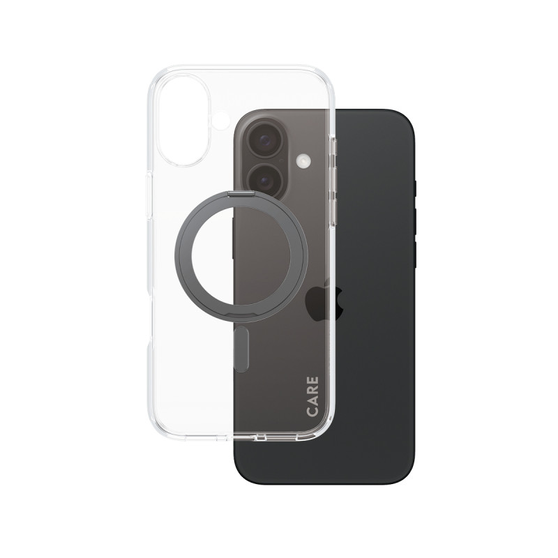 Гръб CARE by PanzerGlass за iPhone 16 Plus, Feature Case Black Kickstand and MagSafe