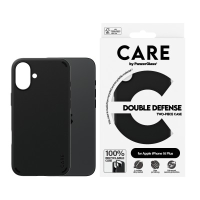 Калъф CARE by PanzerGlass за iPhone 16 Plus, Feature Case Double Defence - Черен