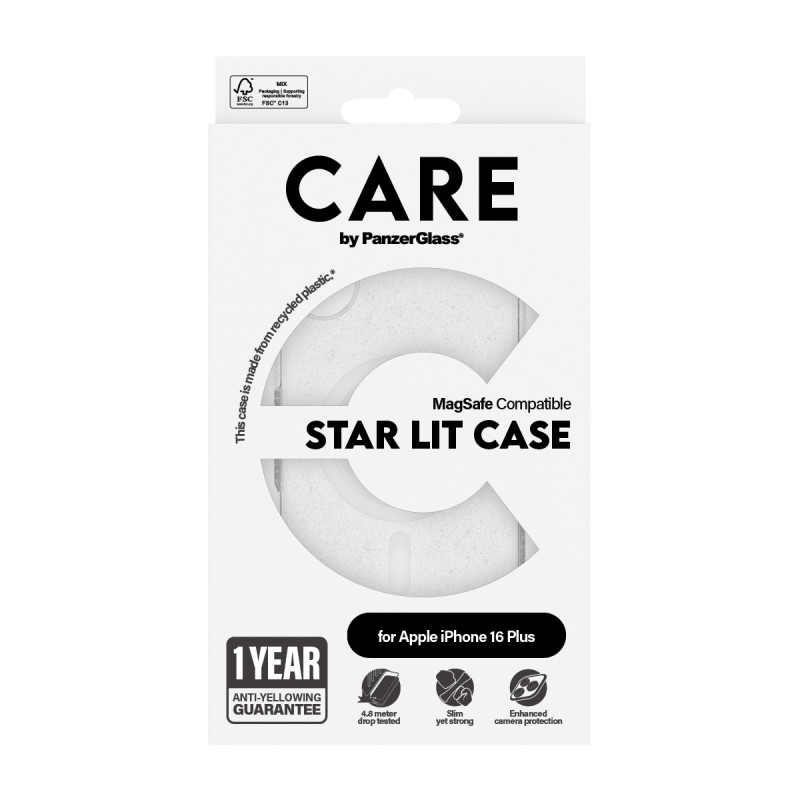 Гръб CARE by PanzerGlass за iPhone 16 Plus, Flagship Case Star Lit w. White MagSafe