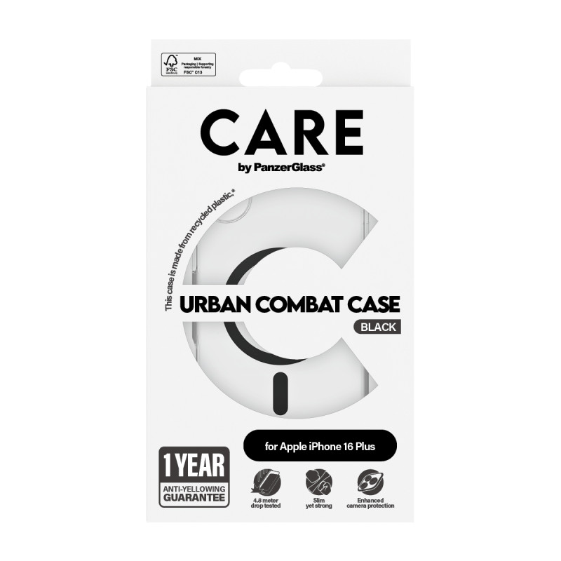 Гръб CARE by PanzerGlass за iPhone 16 Plus, Flagship Case Urban Combat w. Black MagSafe