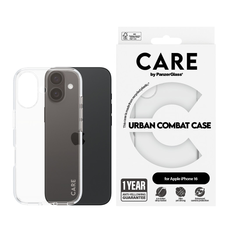 Гръб CARE by PanzerGlass за iPhone 16, Flagship Ca...