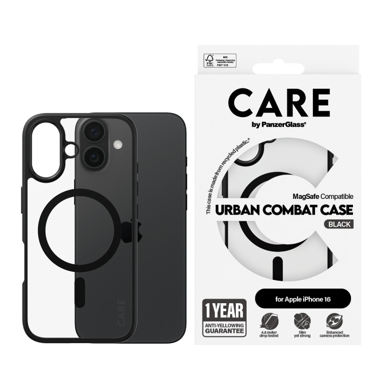 Гръб CARE by PanzerGlass за iPhone 16, Flagship Ca...