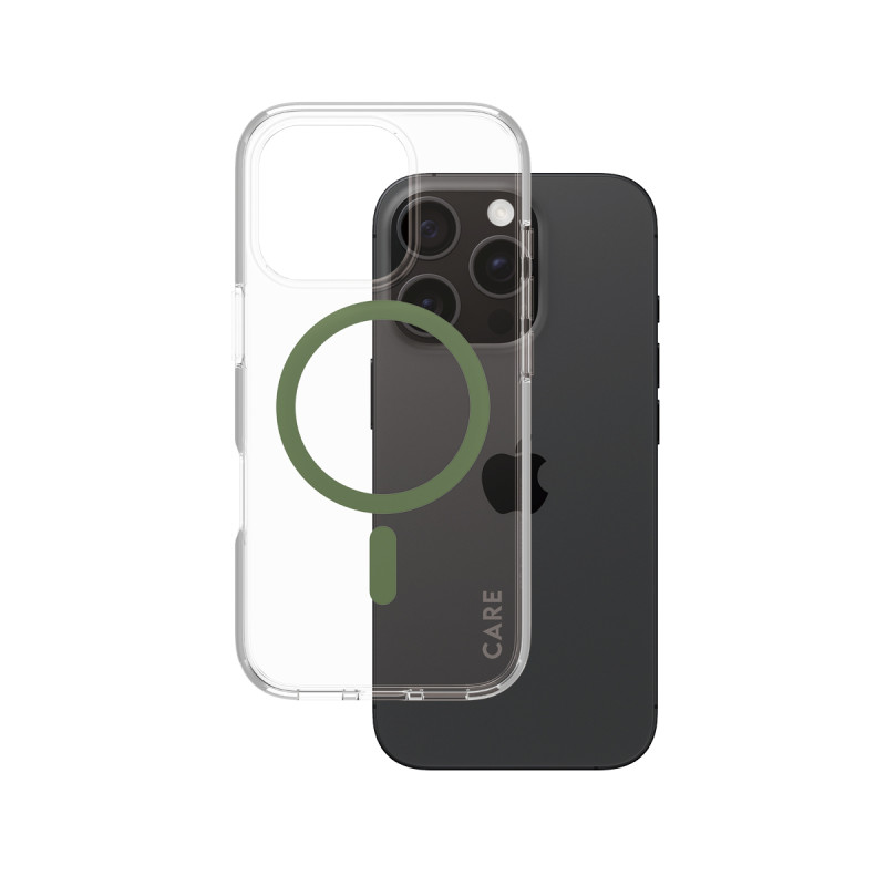 Гръб CARE by PanzerGlass за iPhone 16 Pro, Flagship Case Urban Combat w. Green MagSafe