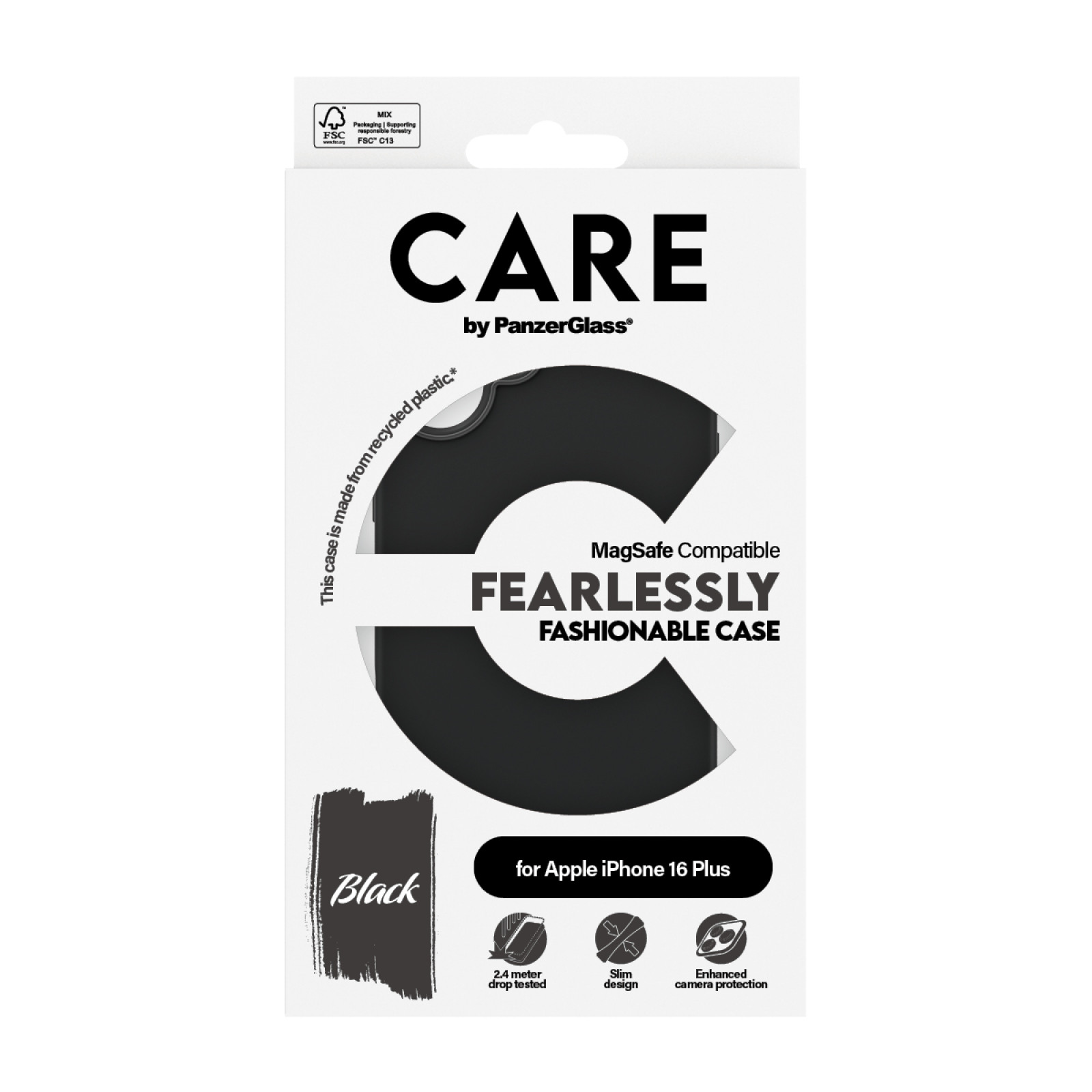 Гръб CARE by PanzerGlass Fashionable за iPhone 16 Plus, w. MagSafe - Черен