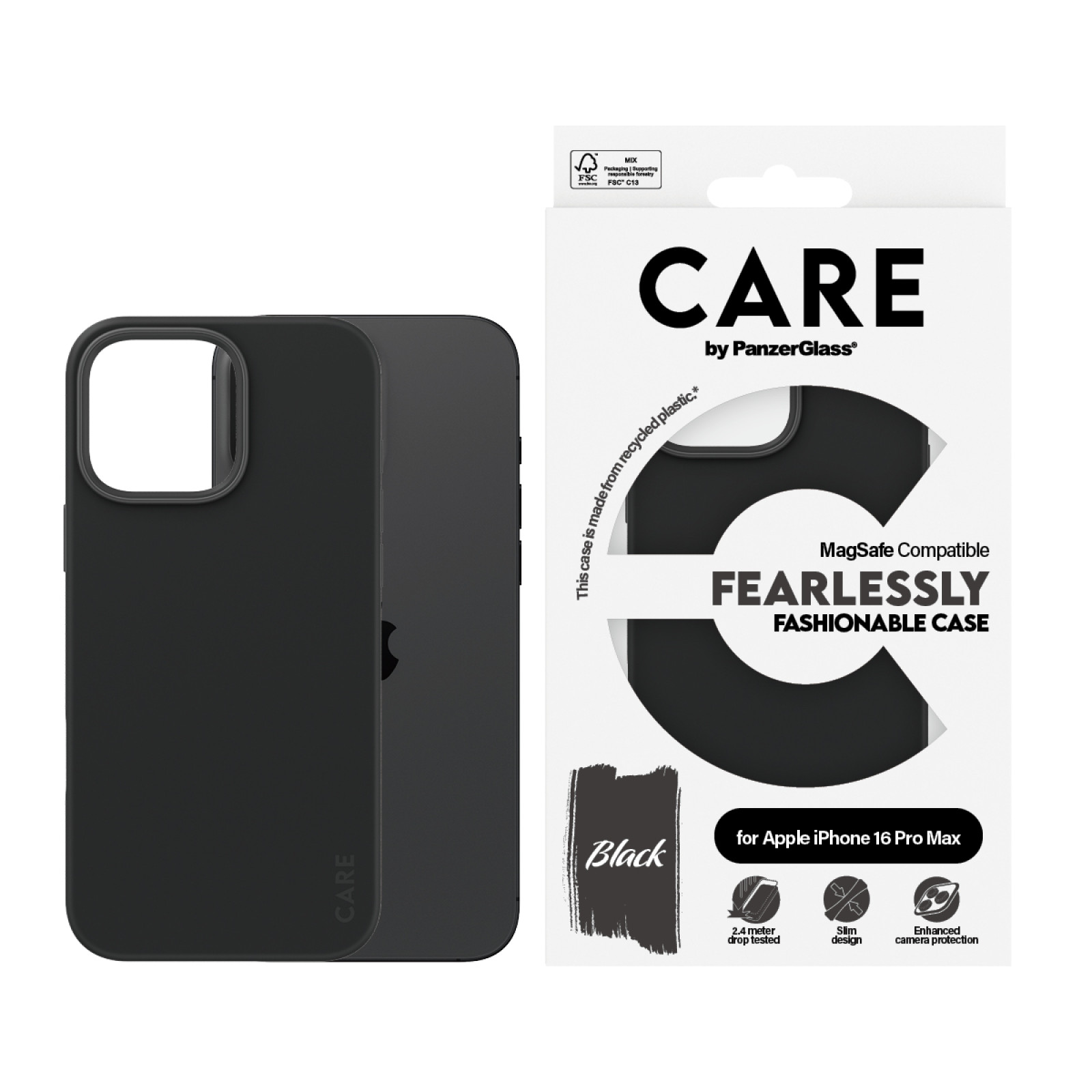 Гръб CARE by PanzerGlass Fashionable за iPhone 16 Pro Max, w. MagSafe - Черен