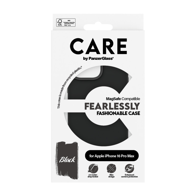 Гръб CARE by PanzerGlass Fashionable за iPhone 16 Pro Max, w. MagSafe - Черен