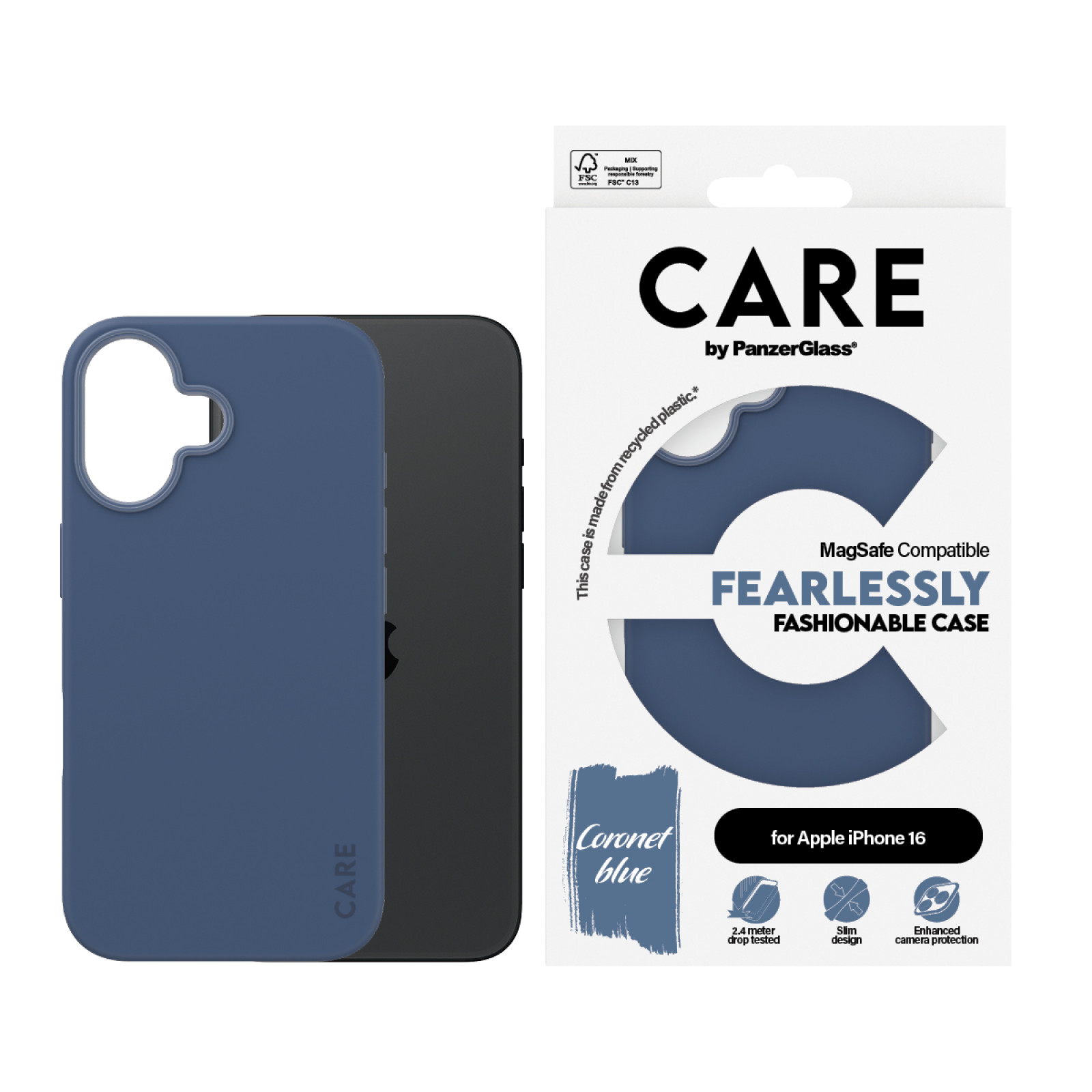 Гръб CARE by PanzerGlass Fashionable за iPhone 16, w. MagSafe - Син