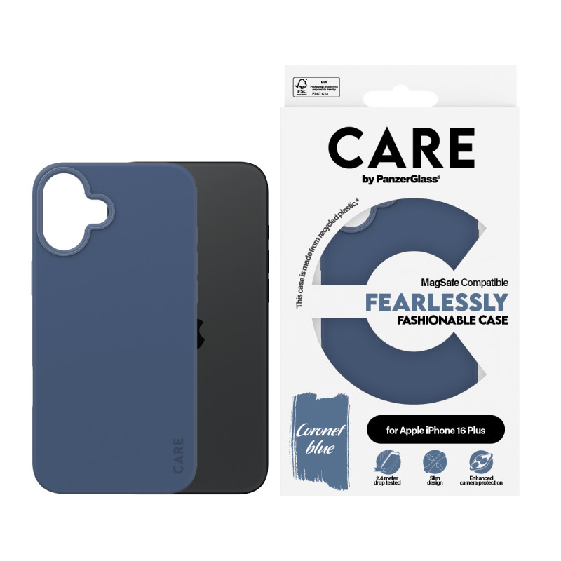 Гръб CARE by PanzerGlass Fashionable за iPhone 16 Plus, w. MagSafe - Син