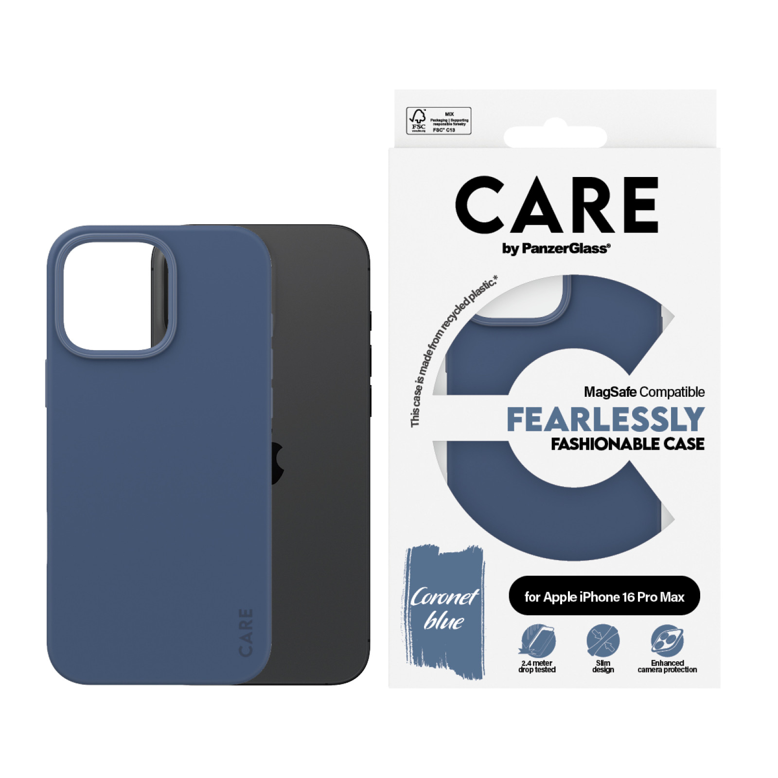 Гръб CARE by PanzerGlass Fashionable за iPhone 16 Pro Max, w. MagSafe - Син