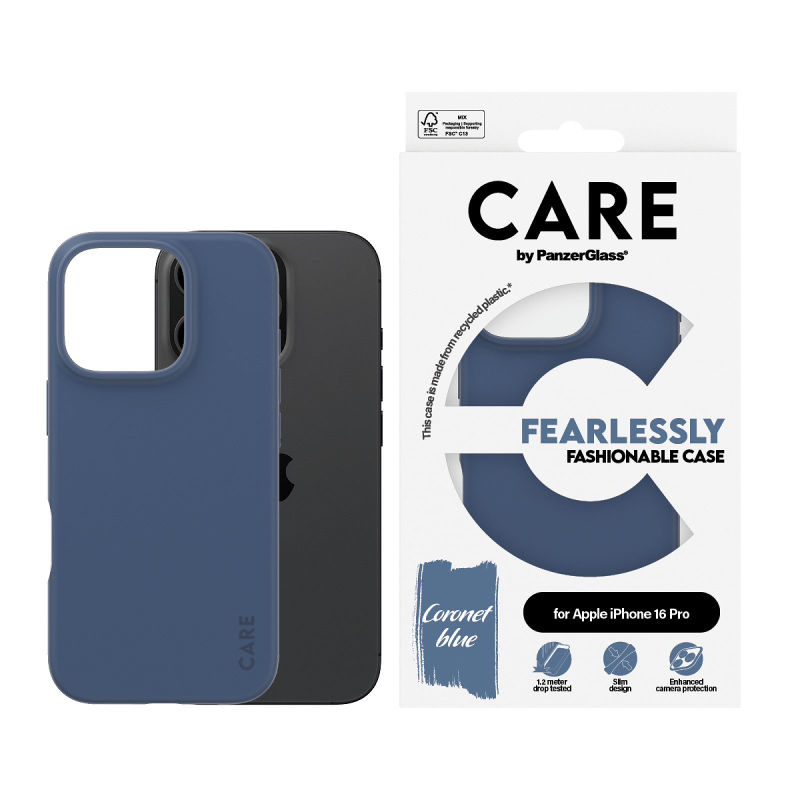 Гръб CARE by PanzerGlass Fashionable за iPhone 16 Pro - Син