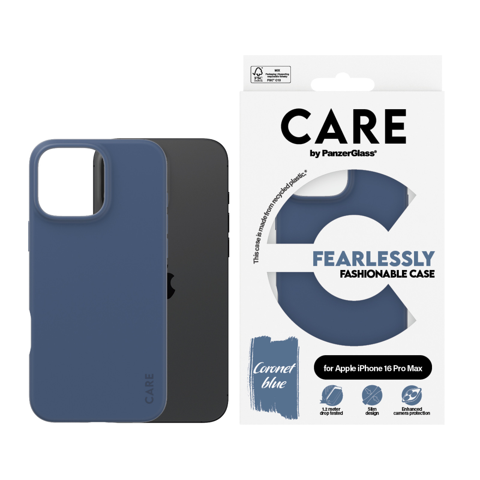 Гръб CARE by PanzerGlass Fashionable за iPhone 16 Pro Max - Син