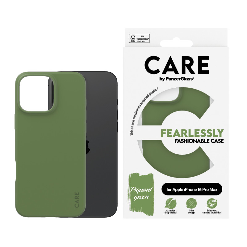 Гръб CARE by PanzerGlass Fashionable за iPhone 16 Pro Max - Зелен