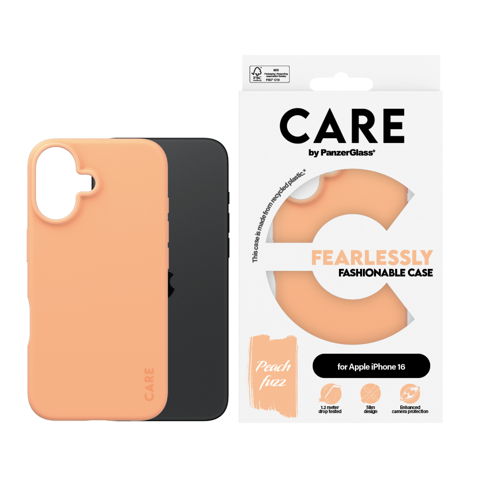 Гръб CARE by PanzerGlass Fashionable за iPhone 16 - Peachy