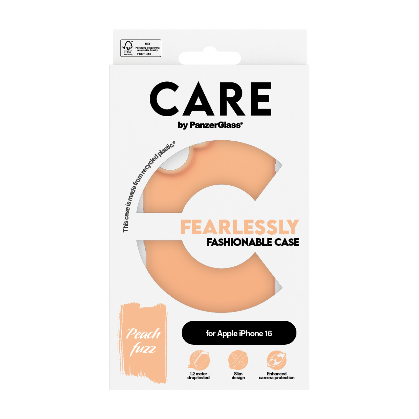 Гръб CARE by PanzerGlass Fashionable за iPhone 16 - Peachy