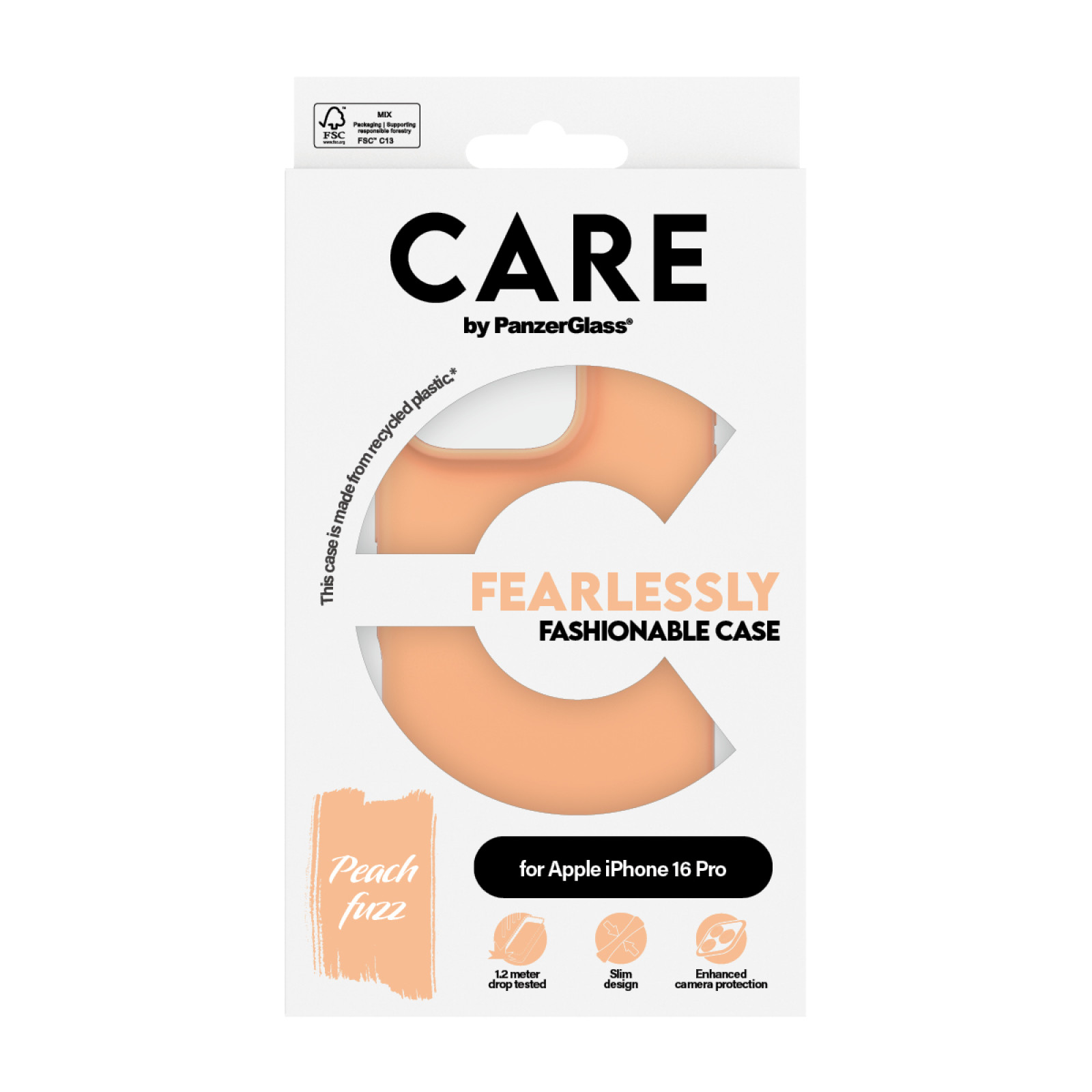 Гръб CARE by PanzerGlass Fashionable за iPhone 16 Pro - Peachy