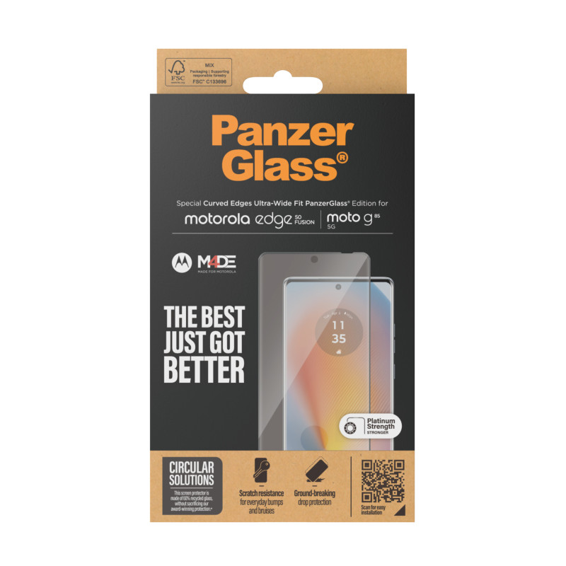 Стъклен протектор PanzerGlass за Motorola Edge 50 Fusion, UWF, Черен