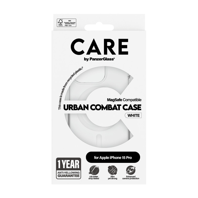 Гръб CARE by PanzerGlass за iPhone 15 Pro Flagship White MagSafe - Прозрачен