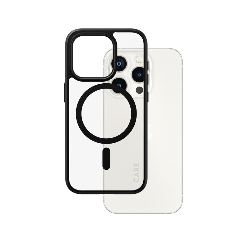 Гръб CARE by PanzerGlass за iPhone 15 Pro,Flagship, Black MagSafe, Черна рамка