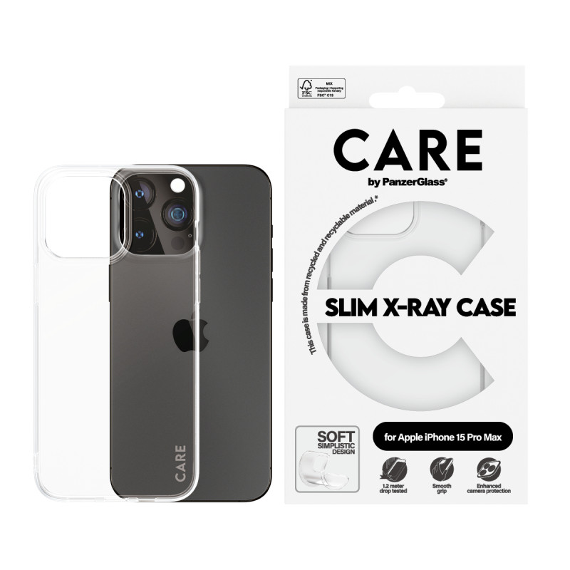 Гръб CARE by PanzerGlass за iPhone 15 Pro Max Fashion X-Ray Soft - Прозрачен