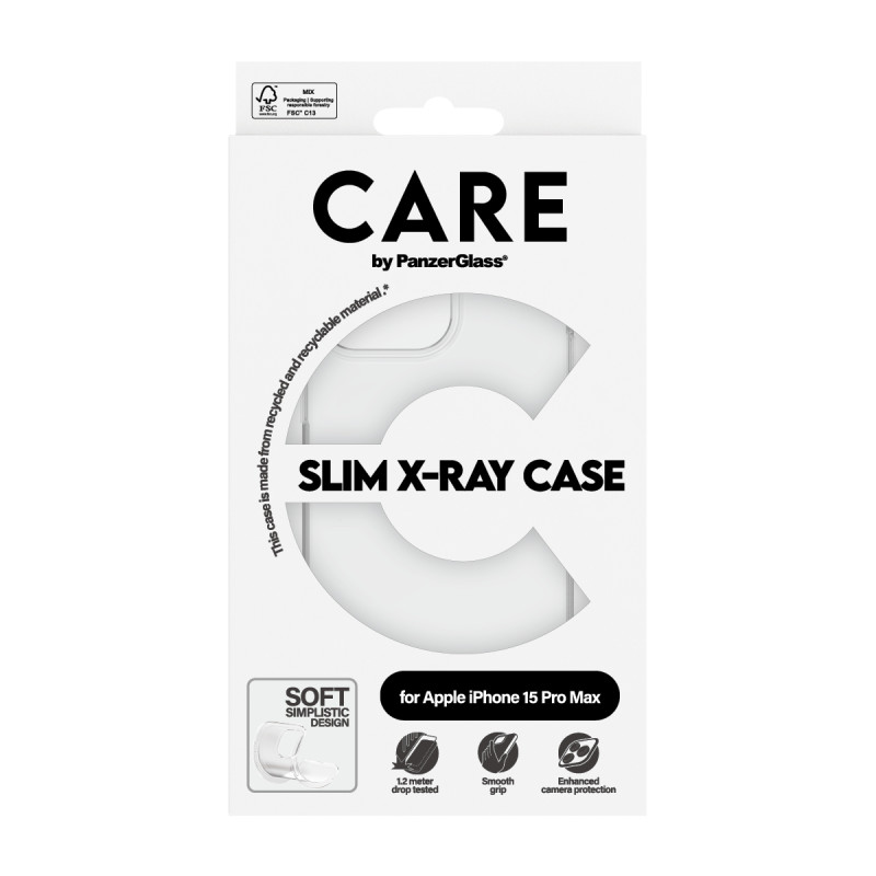 Гръб CARE by PanzerGlass за iPhone 15 Pro Max Fashion X-Ray Soft - Прозрачен