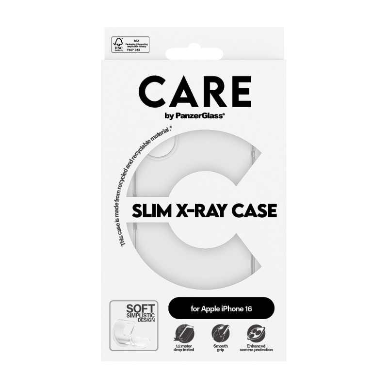 Гръб CARE by PanzerGlass за iPhone 16, Case Fashion X-Ray Soft Basic