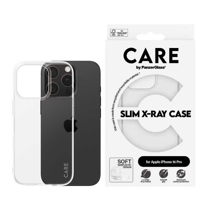 Гръб CARE by PanzerGlass за iPhone 16 Pro, Case Fashion X-Ray Soft Basic