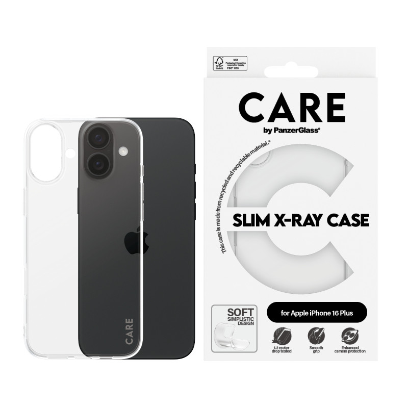 Гръб CARE by PanzerGlass за iPhone 16 Plus, Case Fashion X-Ray Soft Basic