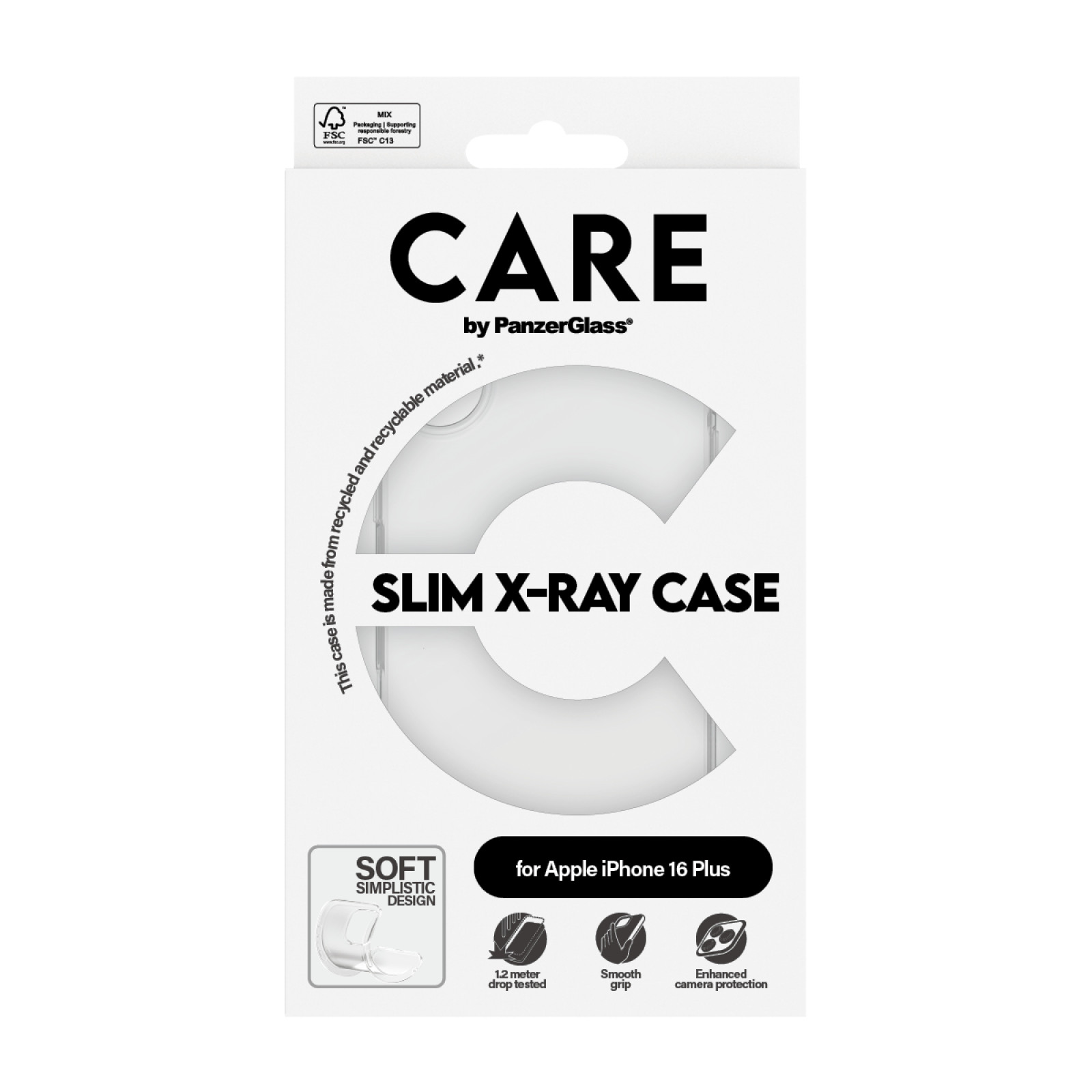 Гръб CARE by PanzerGlass за iPhone 16 Plus, Case Fashion X-Ray Soft Basic