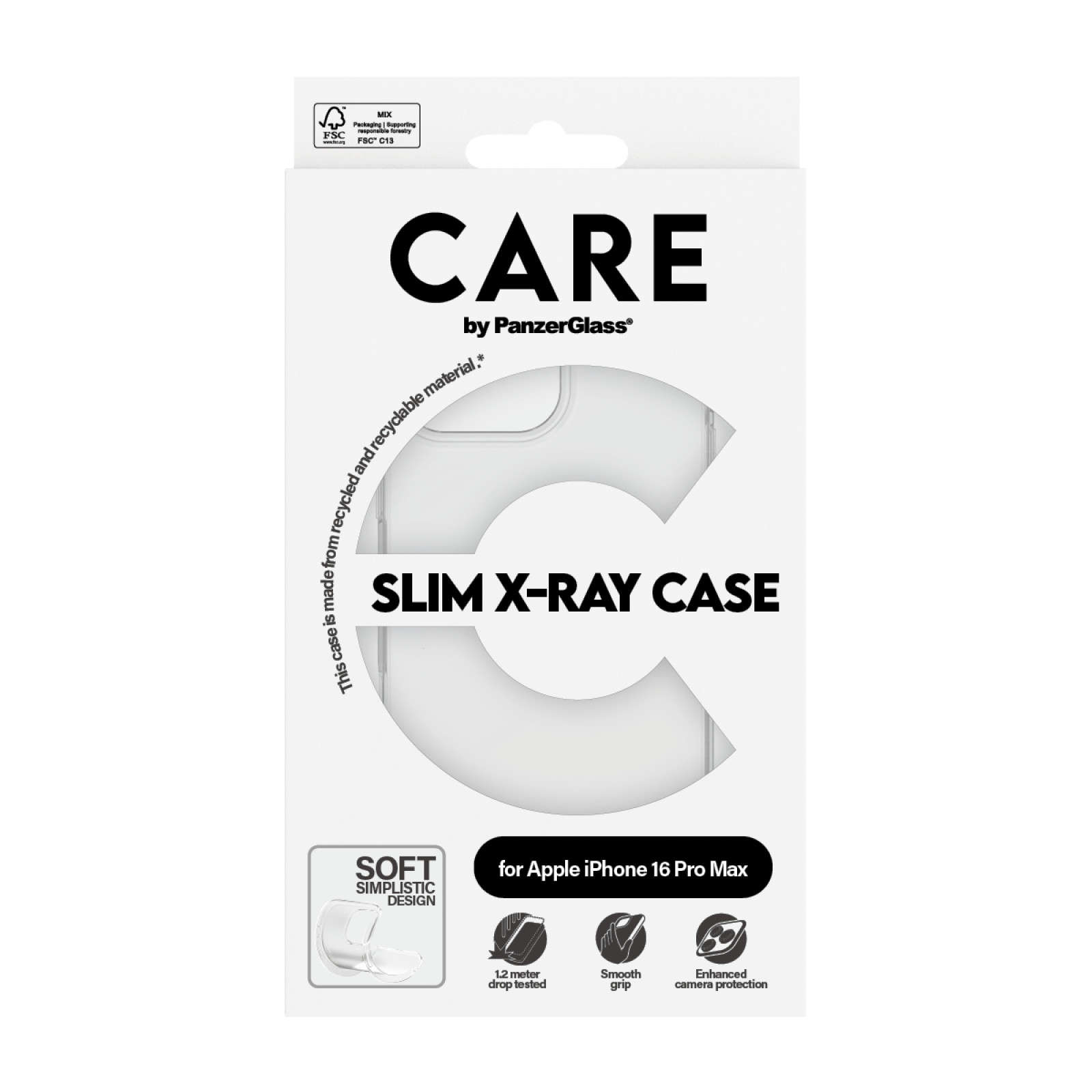 Гръб CARE by PanzerGlass за iPhone 16 Pro Max, Case Fashion X-Ray Soft Basic