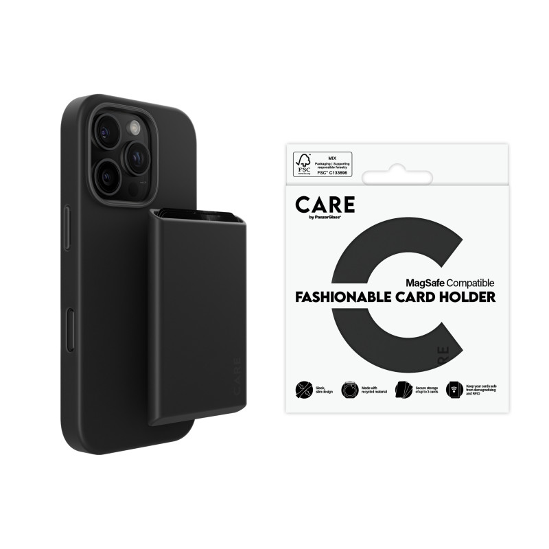 Картодържател CARE by PanzerGlass ,Fashionable Card Holder Apple iPhone, MagSafe - Черен