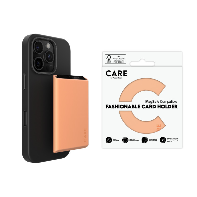 Картодържател CARE by PanzerGlass ,Fashionable Card Holder Apple iPhone, MagSafe - Peachy