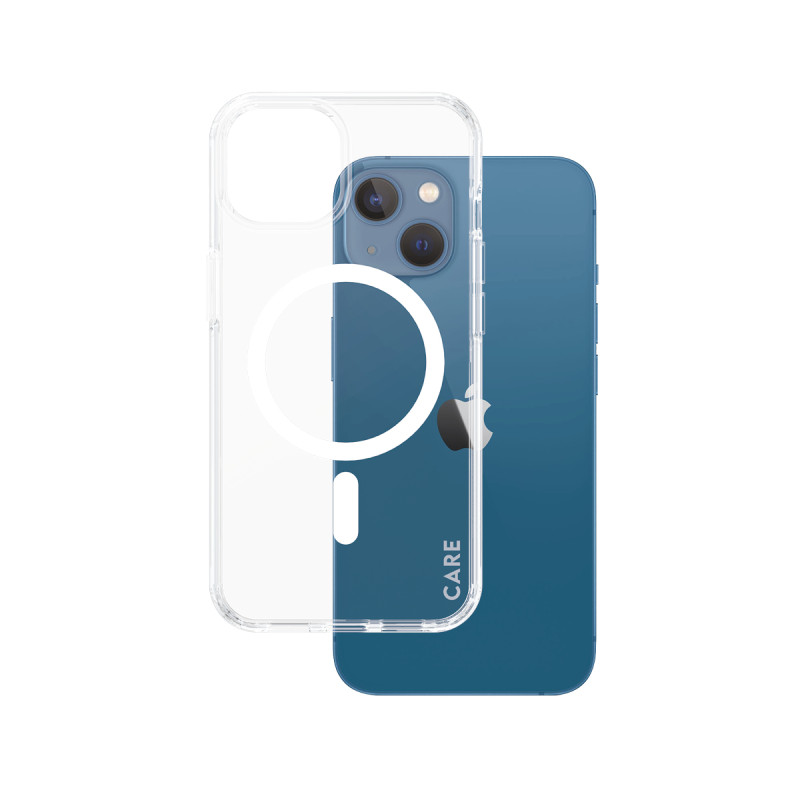 Гръб CARE by PanzerGlass за iPhone 14,13, Flagship, White MagSafe - Прозрачен