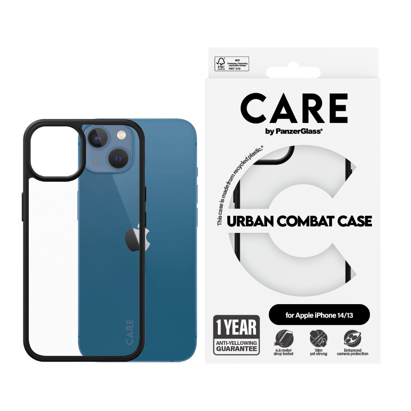 Гръб CARE by PanzerGlass за Iphone 13/14, Urban Combat, Прозрачен