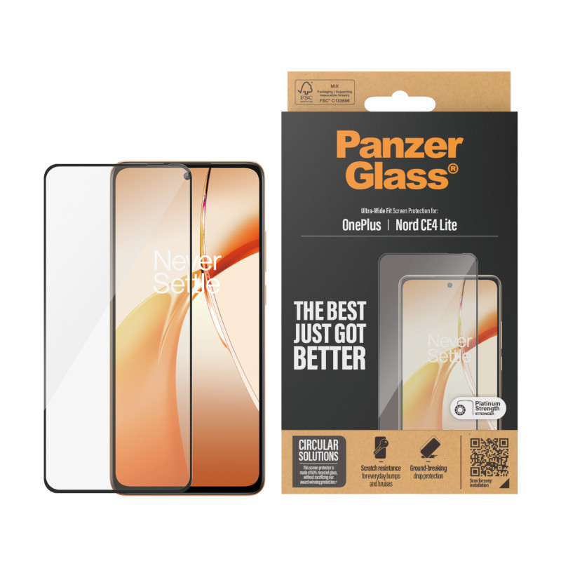 Стъклен протектор PanzerGlass за OnePlus Nord CE 4 Lite, UWF,Черен