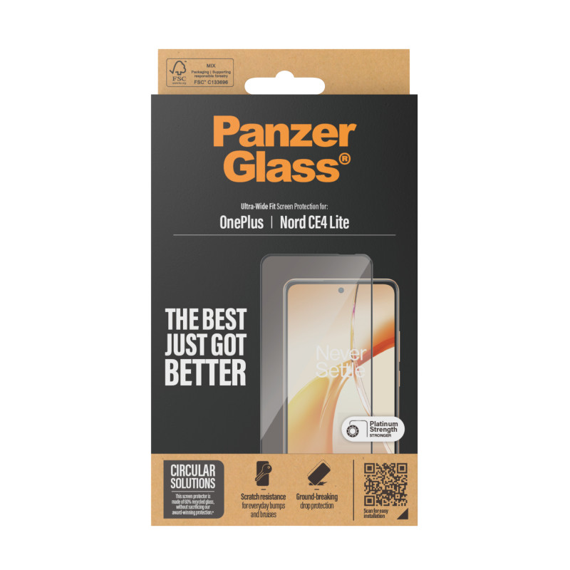 Стъклен протектор PanzerGlass за OnePlus Nord CE 4 Lite, UWF,Черен