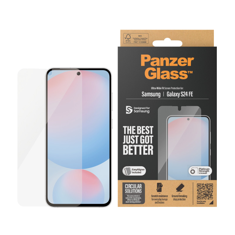 Стъклен протектор PanzerGlass за Samsung S24 FE, UWF, Черен