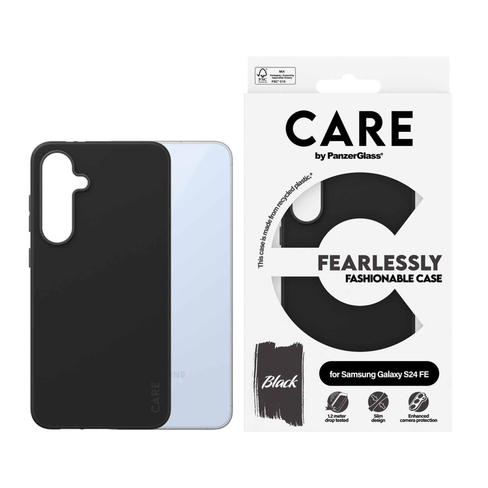 Гръб CARE by PanzerGlass Fashion за Samsung Galaxy S24 FE- Черен