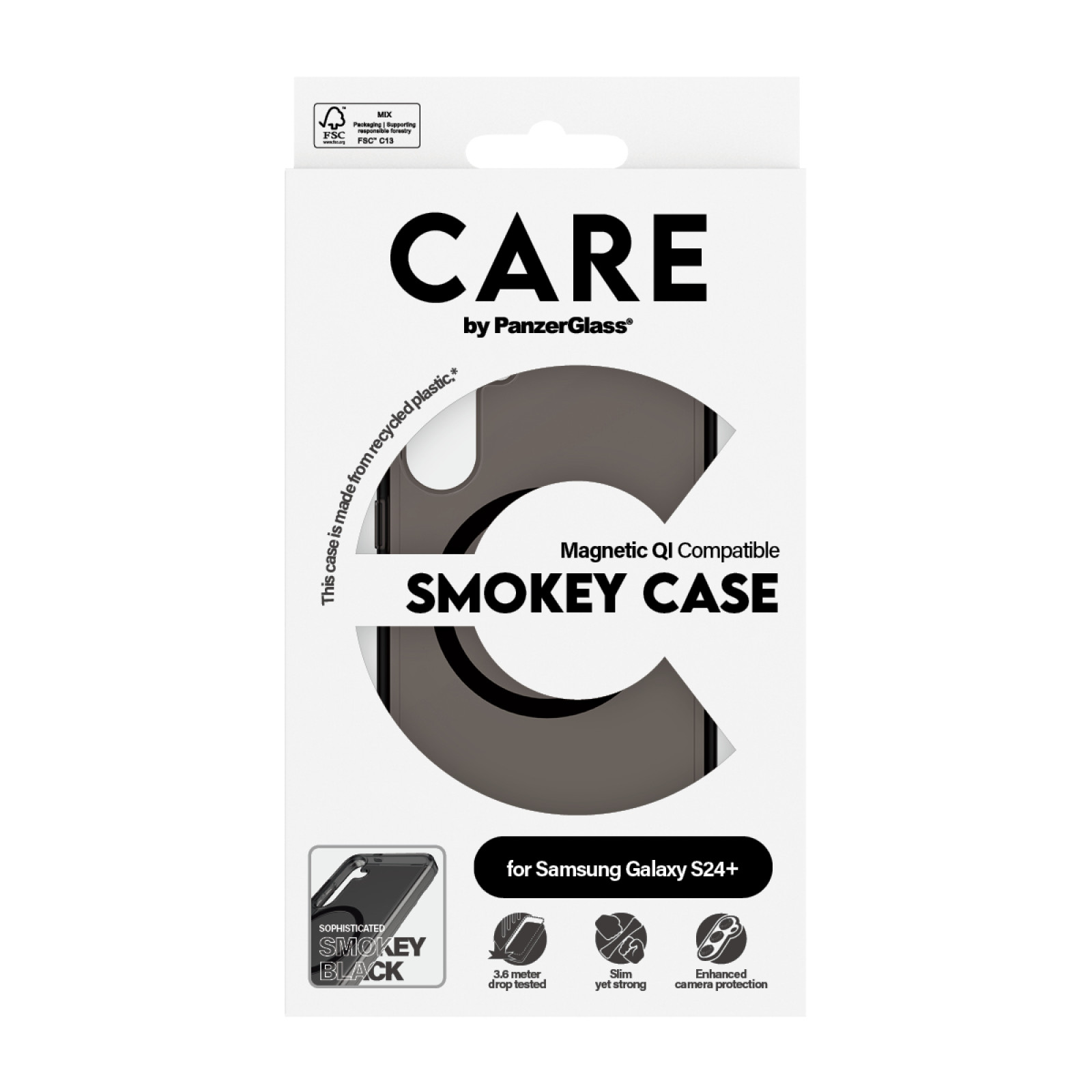 Гръб CARE by PanzerGlass за Samsung Galaxy S24 Plus, Flagship, Smokey QI,Черен