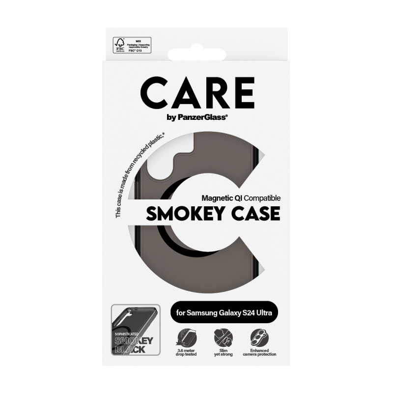 Гръб CARE by PanzerGlass за Samsung Galaxy S24 Ultra, Flagship, Smokey QI,Черен