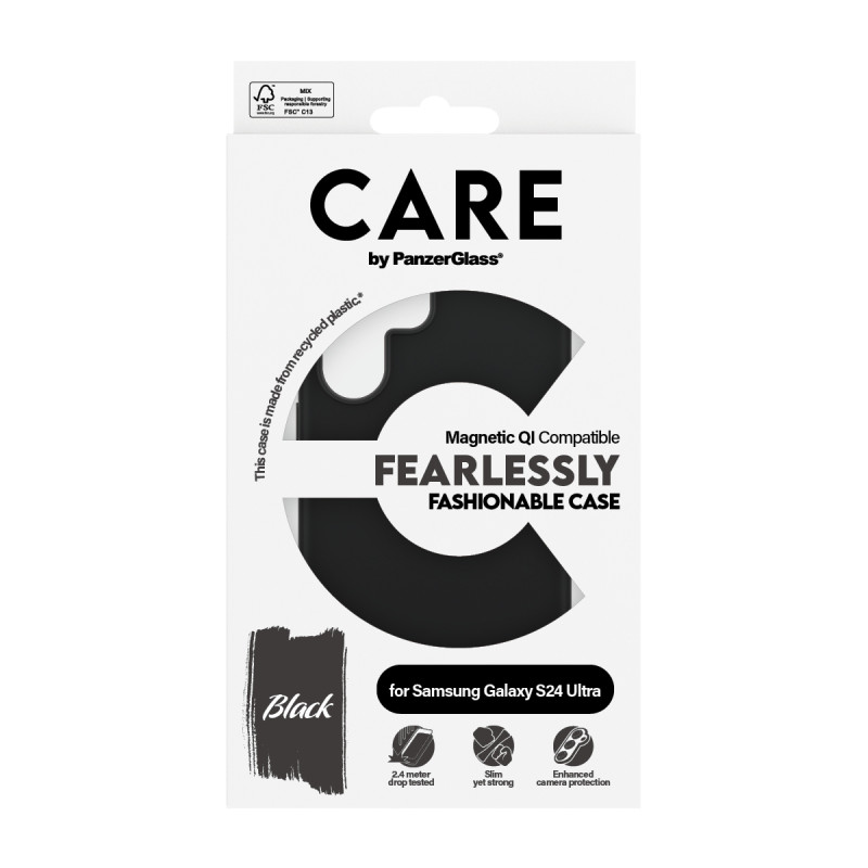 Гръб CARE by PanzerGlass за Samsung Galaxy S24 Ultra, Fashion Black, QI,Черен