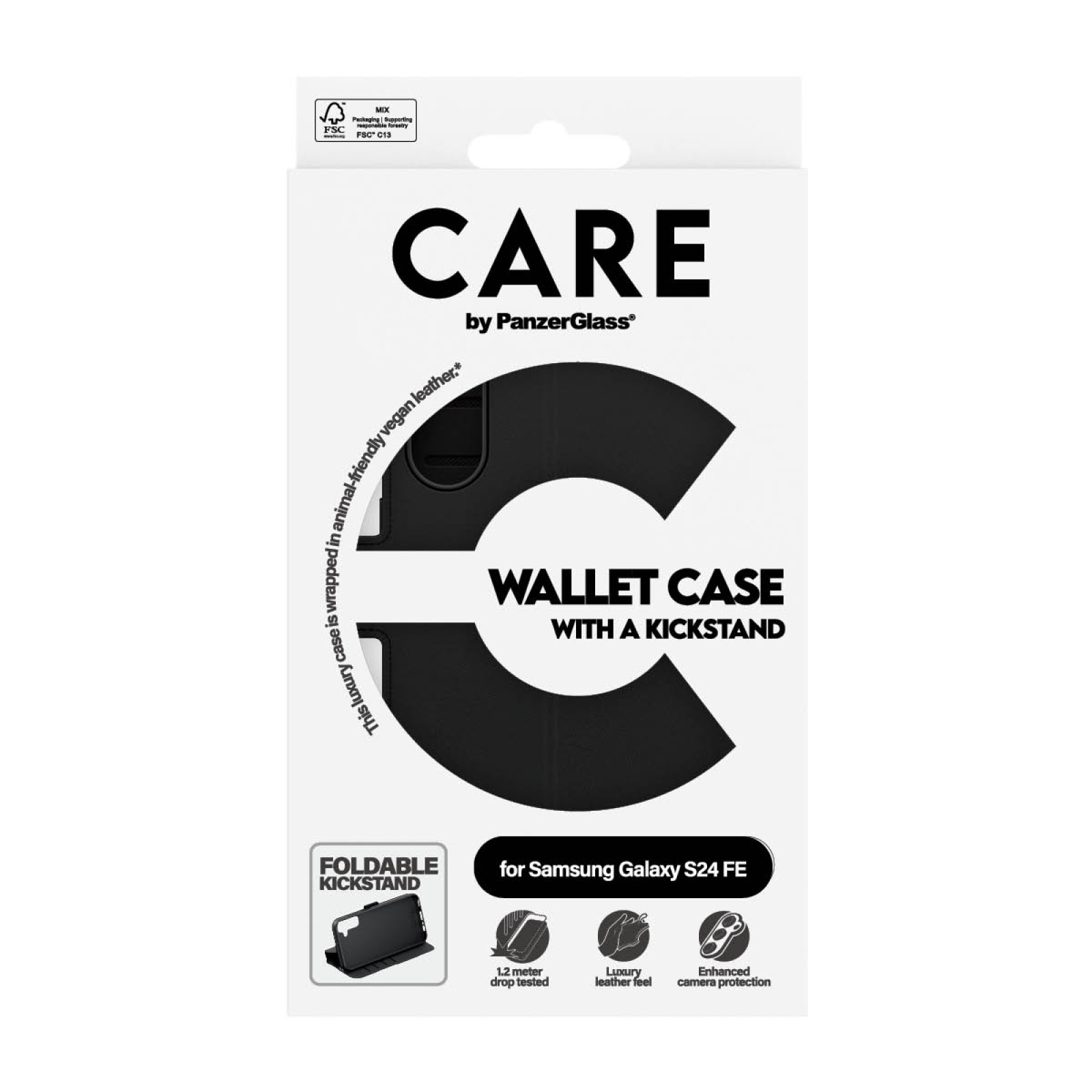 Калъф CARE by PanzerGlass Feature Wallet за Samsung Galaxy S24 FE- Черен