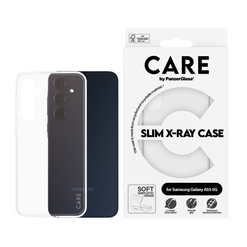 Гръб CARE by PanzerGlass за Samsung Galaxy A55, Case Fashion X-Ray Soft Basic - Прозрачен