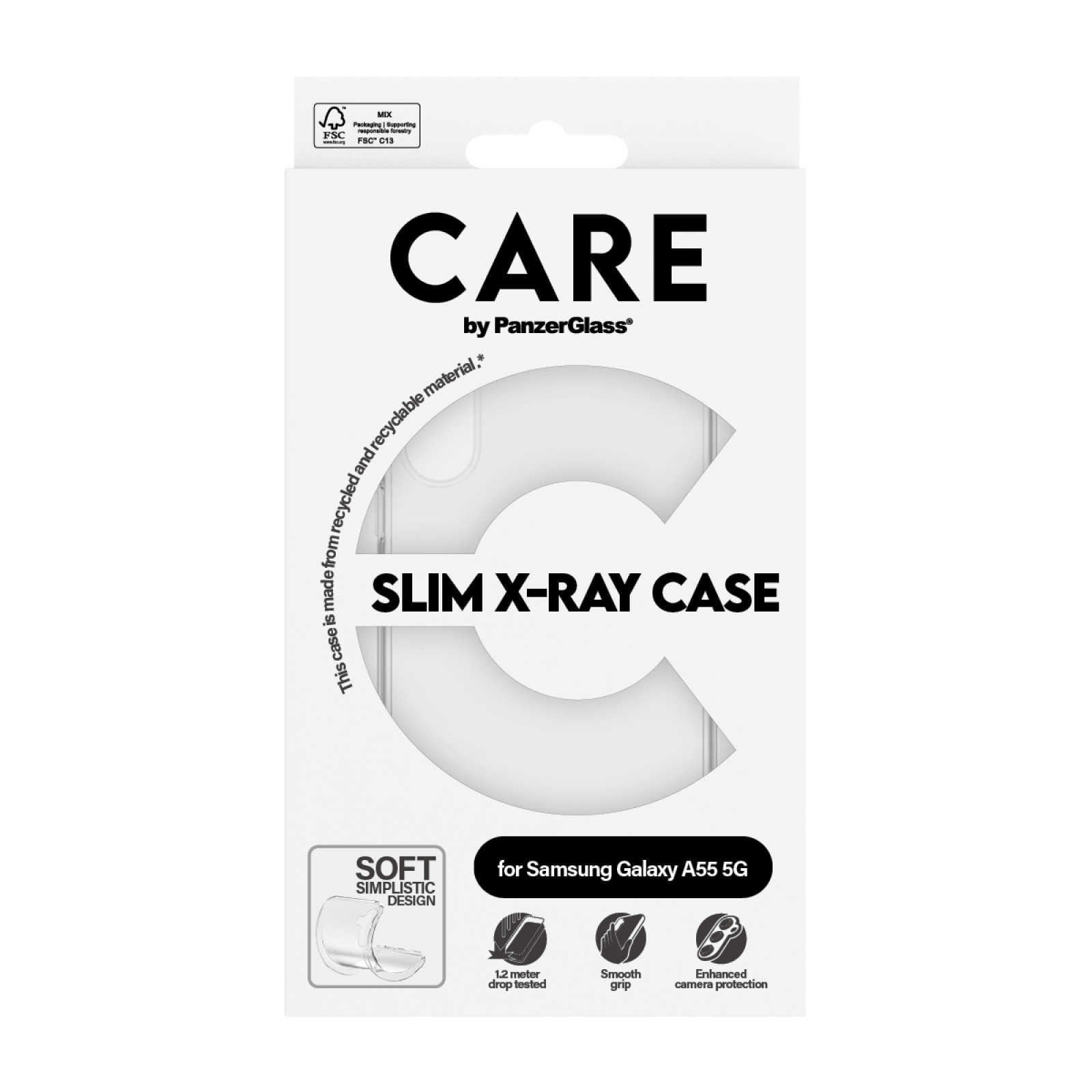 Гръб CARE by PanzerGlass за Samsung Galaxy A55, Case Fashion X-Ray Soft Basic - Прозрачен