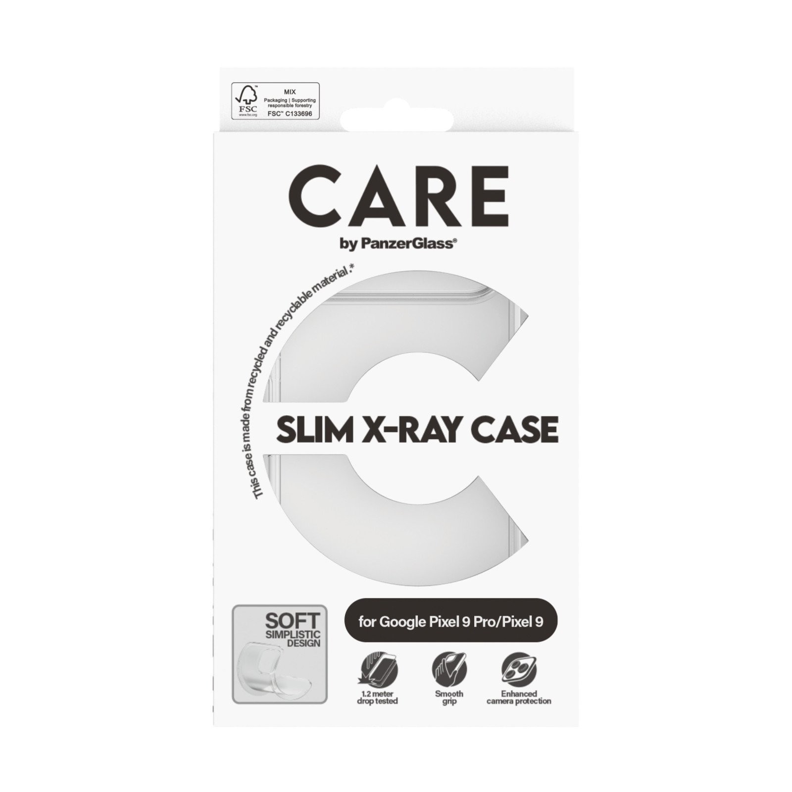 Гръб CARE by PanzerGlass за Google Pixel 9/ 9 Pro Fashion X-Ray Soft - Прозрачен