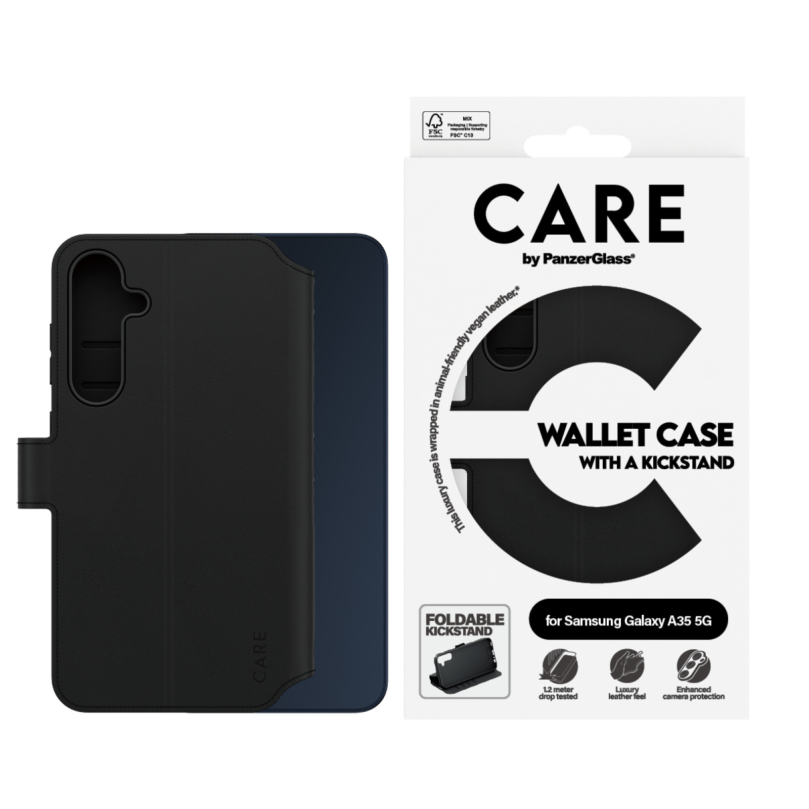 Калъф CARE by PanzerGlass за Samsung Galaxy A35 5 G, Feature Wallet ,Черен