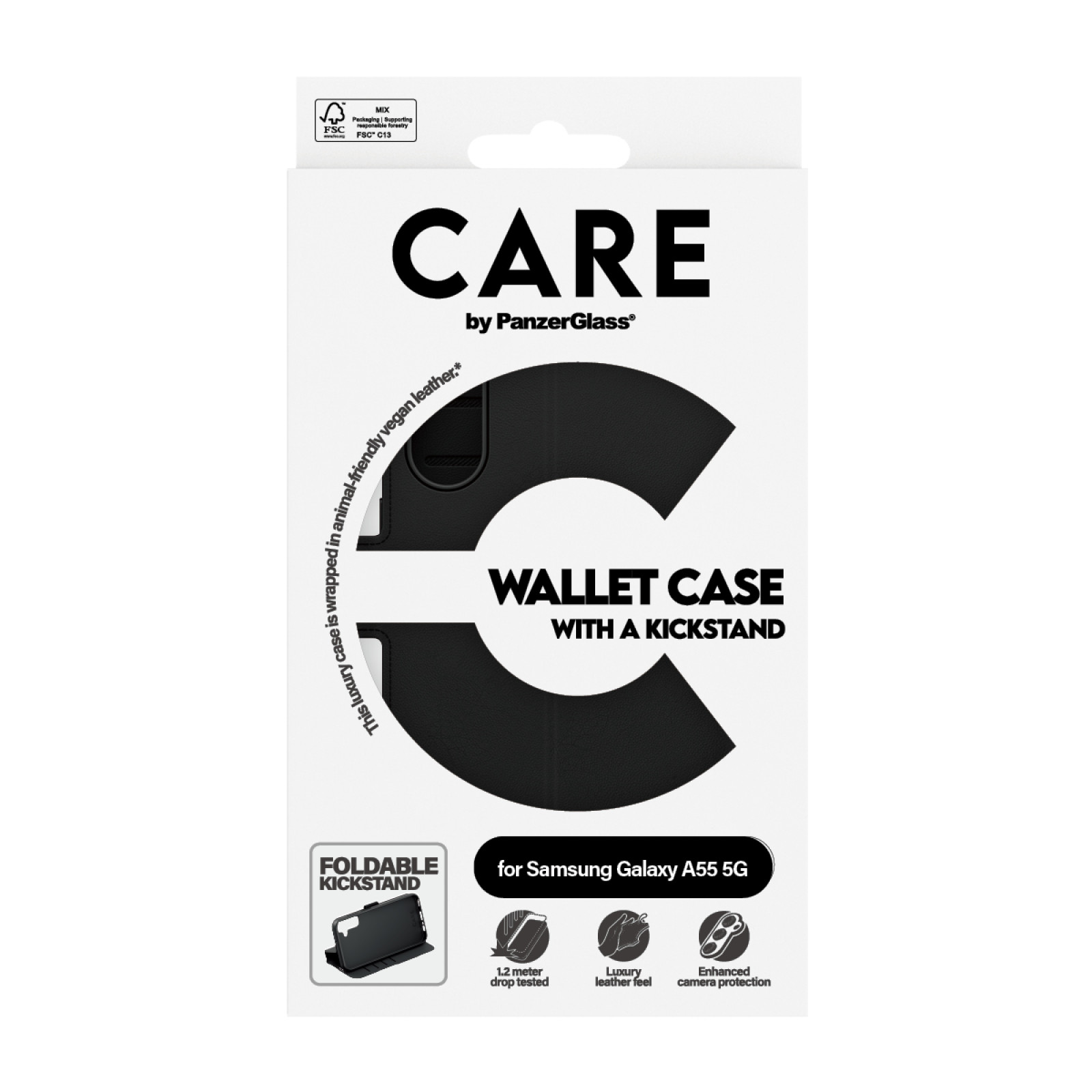 Калъф CARE by PanzerGlass за Samsung Galaxy A55 5 G, Feature Wallet ,Черен