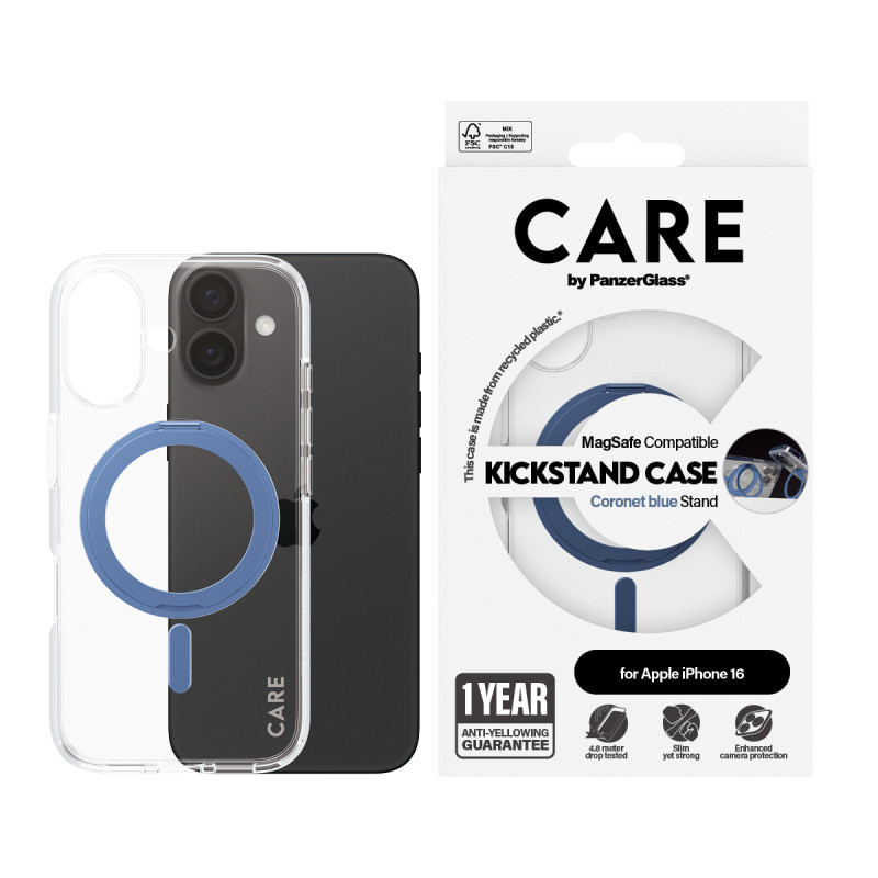 Гръб CARE by PanzerGlass за iPhone 16, Feature Blu...