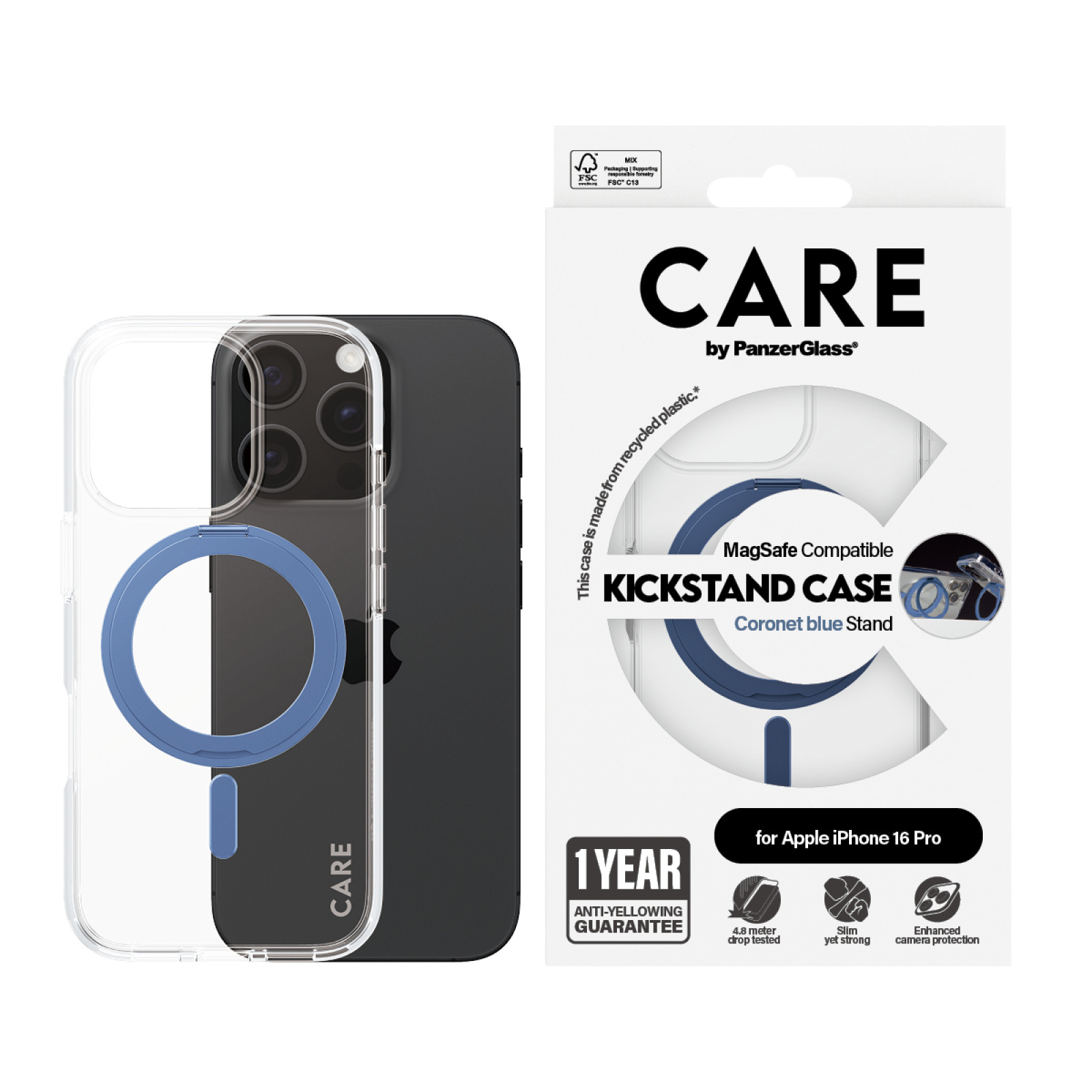 Гръб CARE by PanzerGlass за iPhone 16 Pro, Feature Blue Kicks and MagSafe